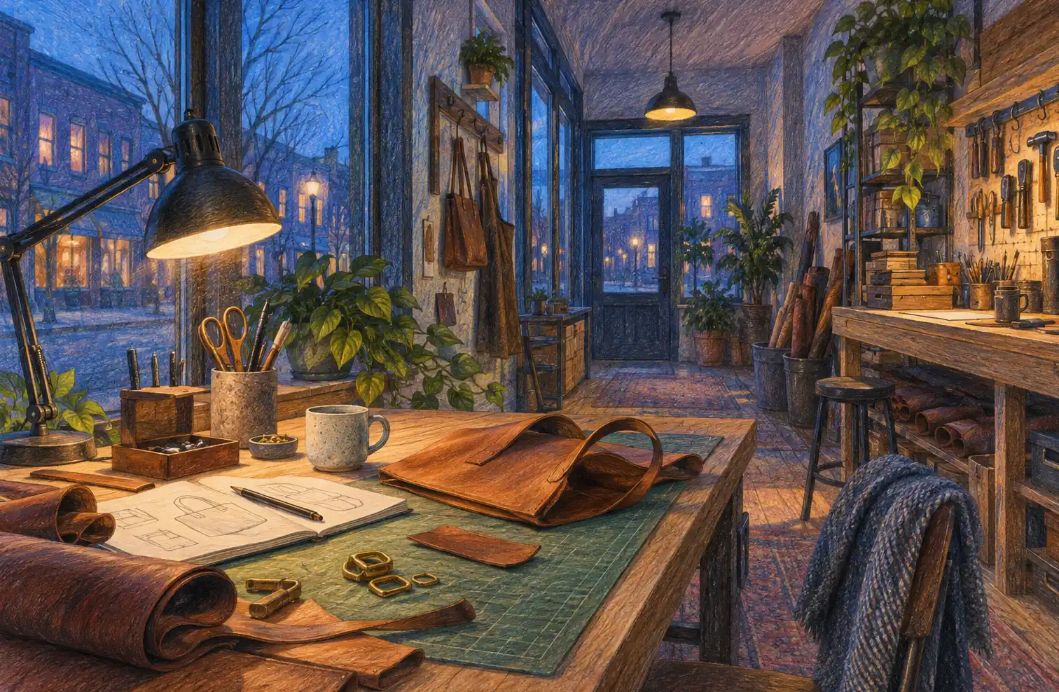 Illustration of owner-operated businesses and their working space